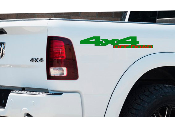 Green and Red 4x4 Off-Road Bedside Vinyl Decals Dodge Ram 1500 2500 3500 Power Wagon