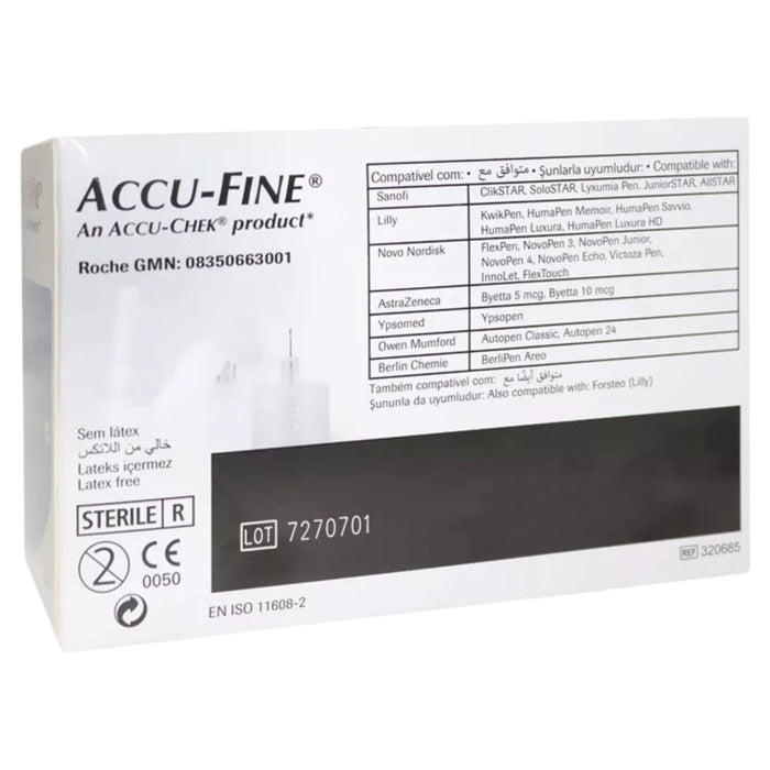 Accu-Fine Insulin Pen Needles 32G x 4mm - Pack of 100, Medical Needles