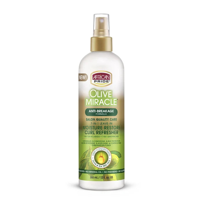 African Pride Olive Miracle Moisture Restore Curl Refresher Spray 12oz