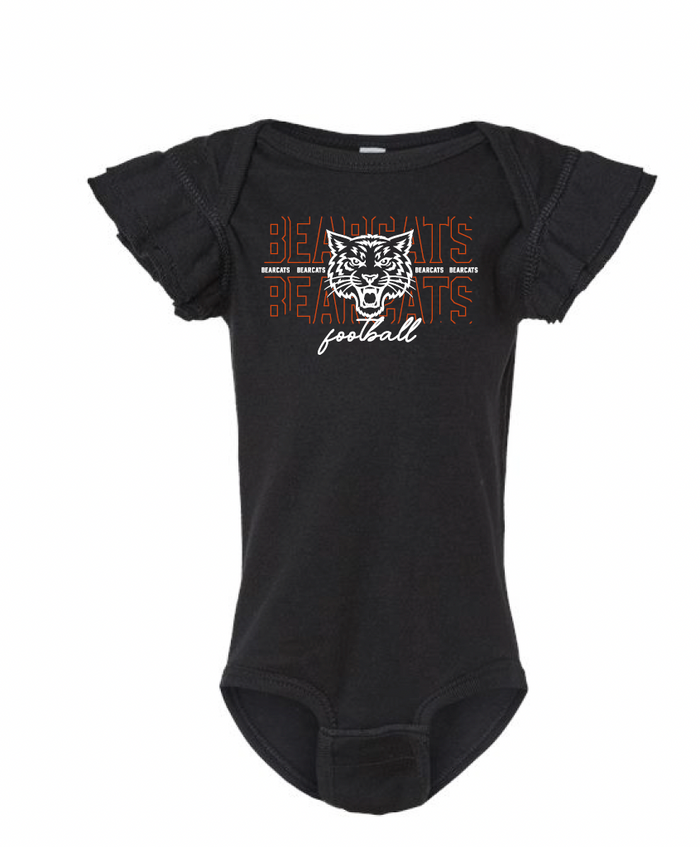 Aledo Football Bearcat Face Logo Flutter Sleeve Onesie
