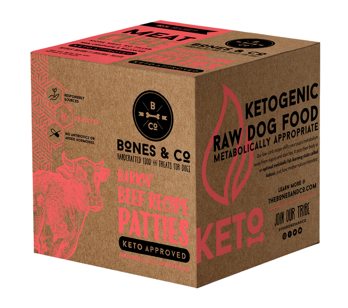 BONES & CO DOG BEEF PATTIES BULK BOX FROZEN 18LB
