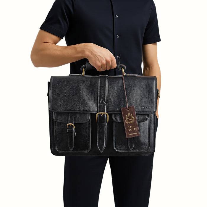 Castello Black Leather Briefcase