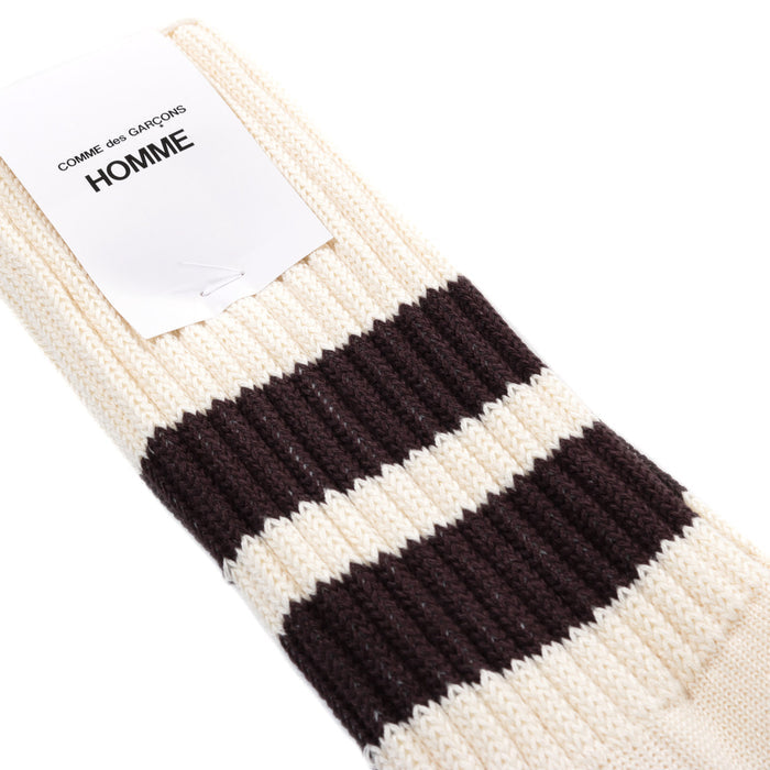 COMME DES GARCONS HOMME K501 LOW GAUGE PILE SOCKS CREAM X BROWN