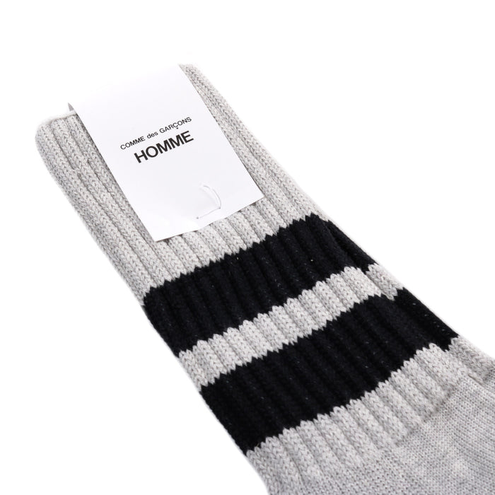 COMME DES GARCONS HOMME K501 LOW GAUGE PILE SOCKS HEATHER GRAY X BLACK