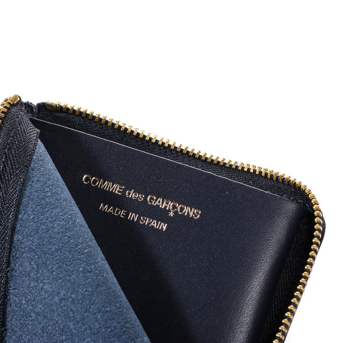 COMME DES GARCONS SA3100 CLASSIC LEATHER ZIP WALLET NAVY
