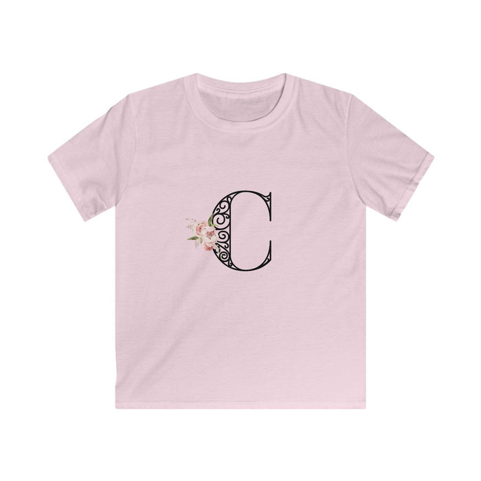 Floral Letters: Letter C - Kids Softstyle Tee - Whippie's
