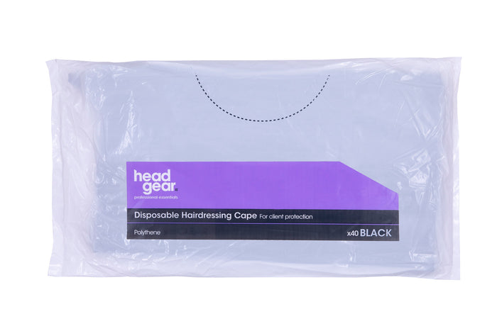 Head Gear Disposable Haidressing Cape Black 40pcs