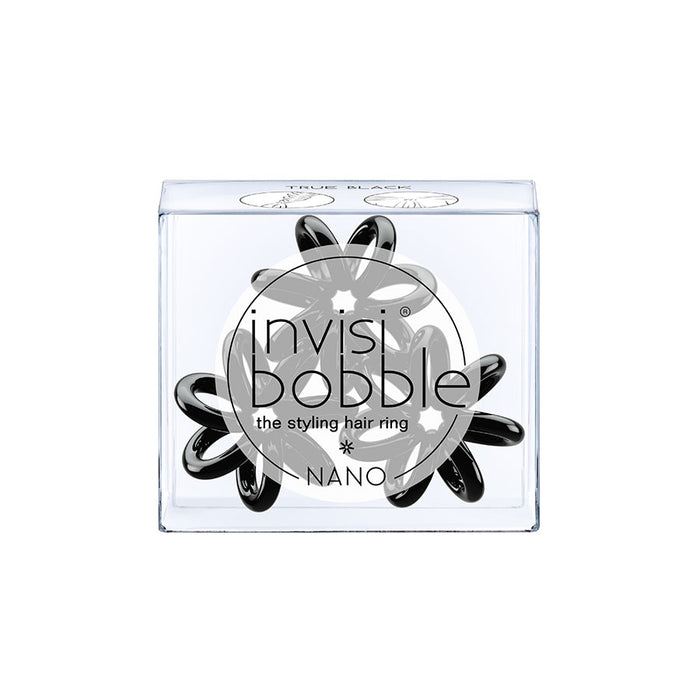 INVISIBOBBLE Nano True Black Hair Styling Ring with Strong Grip-Pack of 3