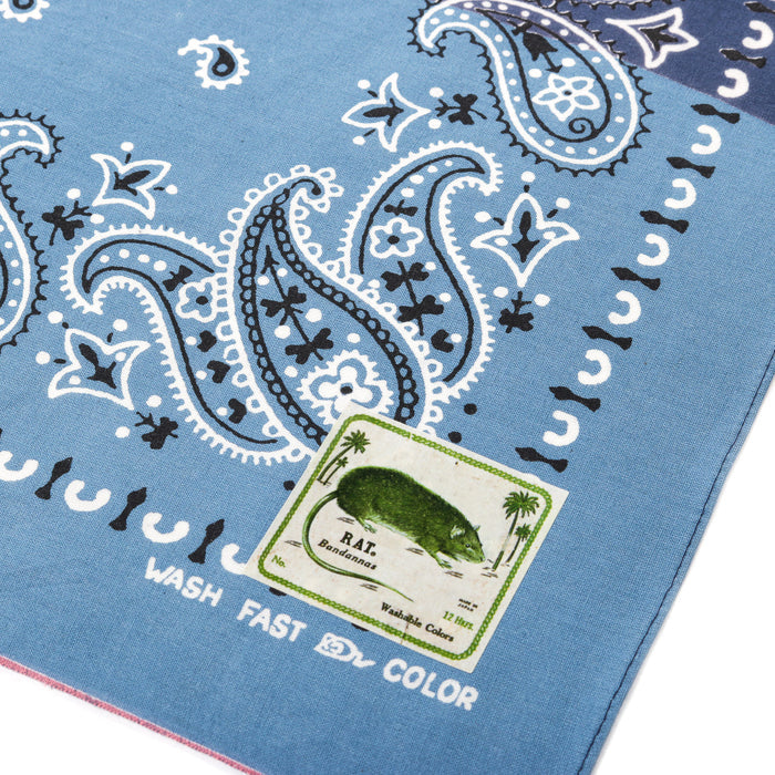 KAPITAL FASTCOLOR SELVEDGE BANDANA PAISLEY PATCHWORK NAVY