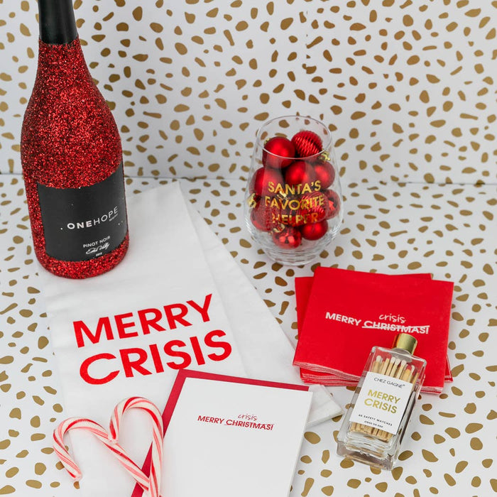 Merry Crisis - Funny Holiday Cocktail Napkins