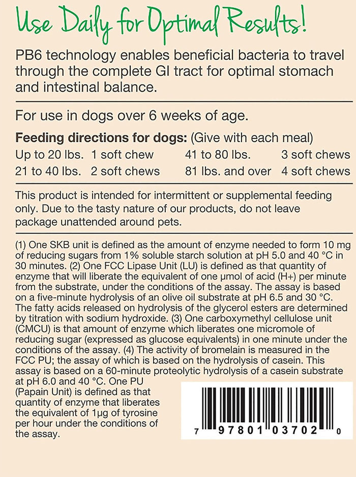 NaturVet Advanced Probiotics & Enzymes Plus Vet Strength PB6 Probiotic Soft Chews Dog Supplement