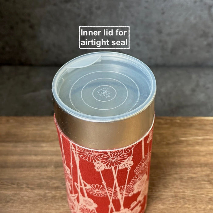 Okumura Seikan: Tea Canister, Fabric (size for 175g sencha), Design: Sakura Pink