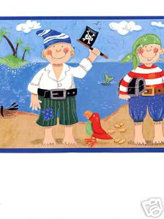 Pirates of Mystery Island Prepasted Wallpaper Border - all4wallswall-paper