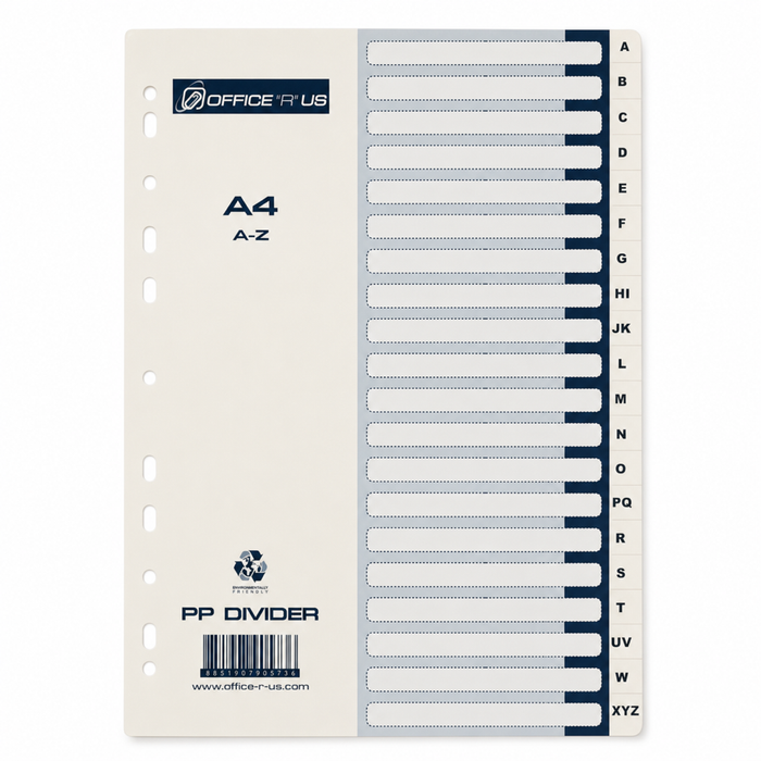 PP Divider A-Z Tabs Grey A4 - Office R Us Lagos
