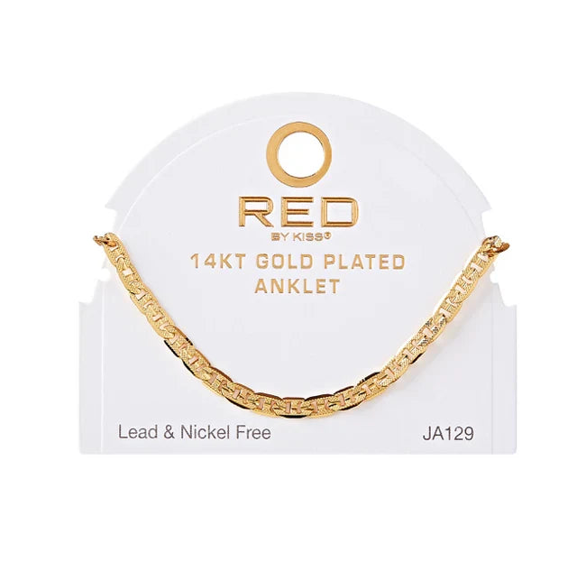 Red by Kiss 14kt Gold Plated Anklet Anchor TX 4.6mm JA129