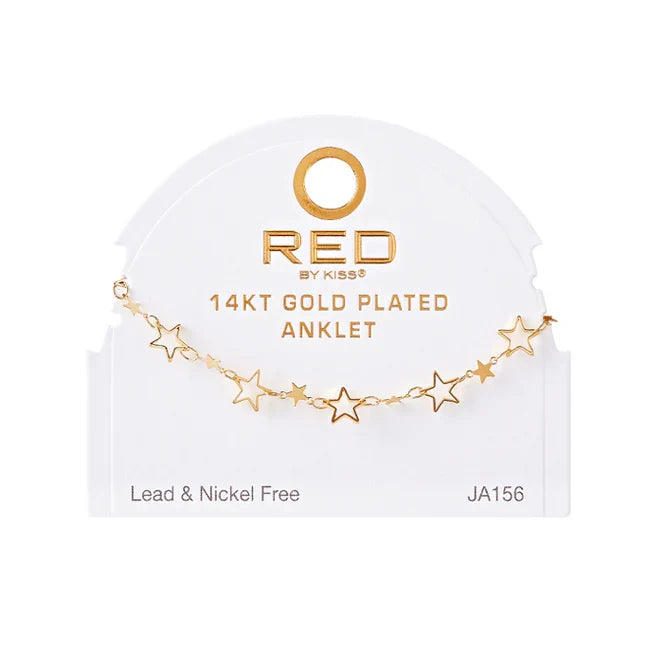 Red by Kiss 14kt Gold Plated Anklet Linked Star JA156