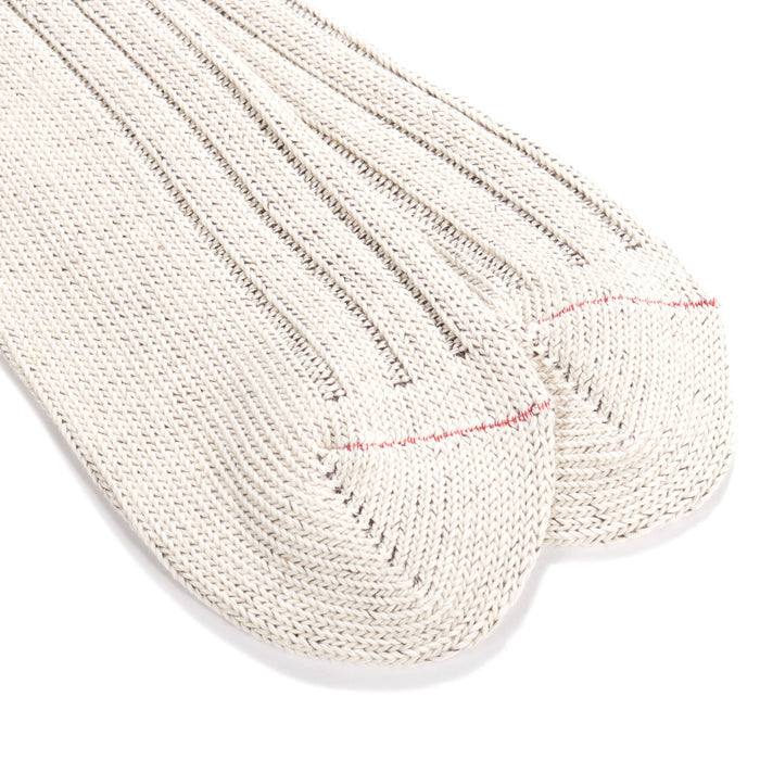 ROTOTO ORGANIC COTTON WIDE RIB SOCKS ECRU / BROWN