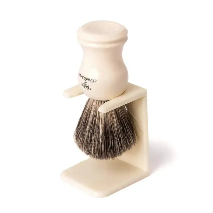 Shaving brush with stand and brush holder
