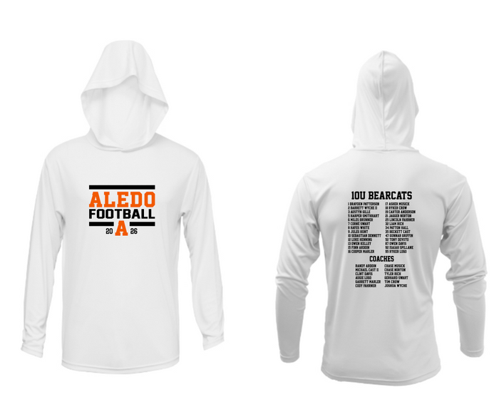 10u Wyche Football Long Sleeve Moisture Management Hooded Tees - Block Logo