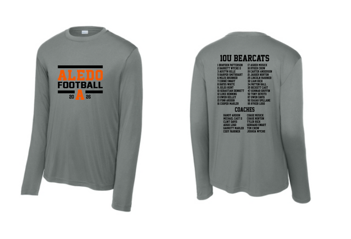10u Wyche Football Moisture Management Long Sleeve Tee - Block Logo
