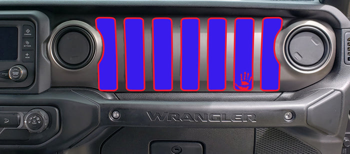 2 Color Jeep Wave Dash grill decal Fits: 2018 & up Jeep Wrangler JL JT Sahara Altitude 0464