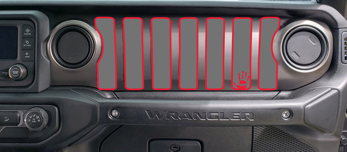 2 Color Jeep Wave Dash grill decal Fits: 2018 & up Jeep Wrangler JL JT Sahara Altitude 0464