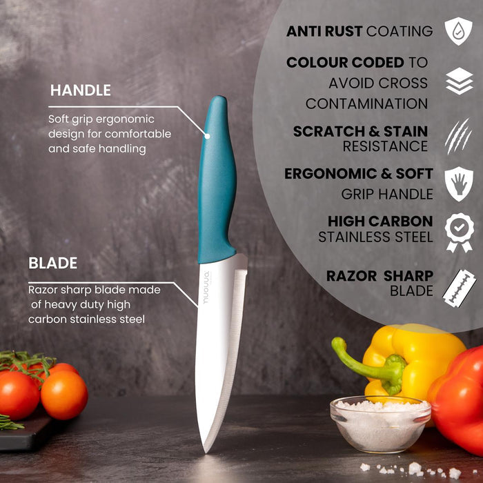 3-Piece Kitchen Knife Set - Stainless Steel Non-Stick Blades - Dull Colour