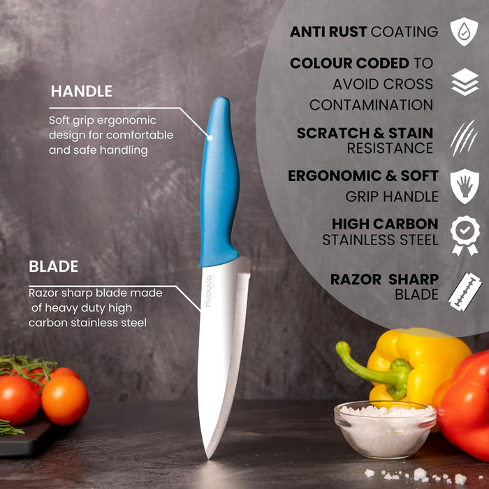 3-Piece Kitchen Knife Set - Stainless Steel Non-Stick Blades - Multicolour
