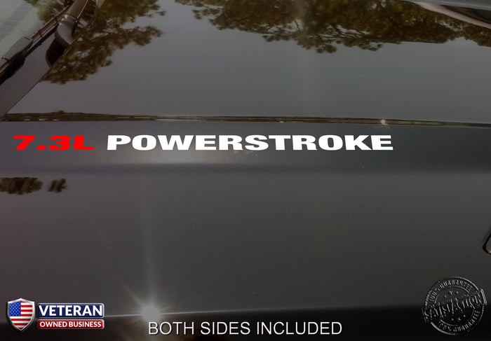 7.3L POWERSTROKE Hood Vinyl Decals (16.5" x .625") Fits: Ford Super Duty Diesel