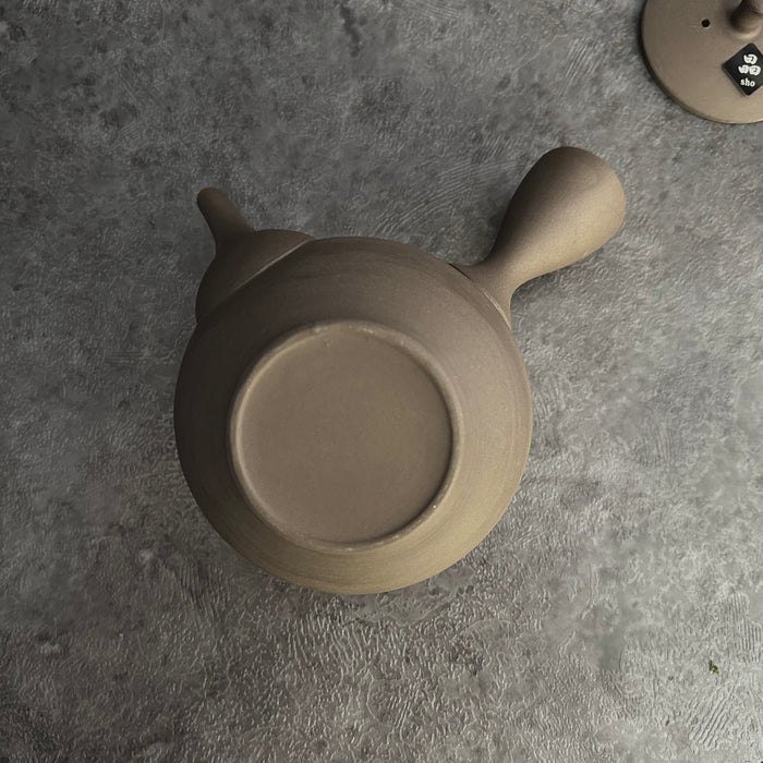 Shoko Kiln (F417): Earth Maru - Brown Clay Kyusu Tea Pot (320 ml) 晶光茶泥丸急須