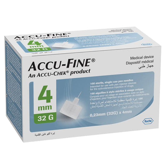 Accu-Fine Insulin Pen Needles 32G x 4mm - Pack of 100, Medical Needles