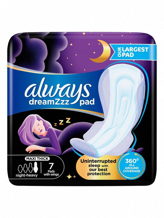 Always DreamZzz Clean & Dry Maxi Thick Night Heavy Pads with Wings, 7 Pieces - Makkah Pharmacy