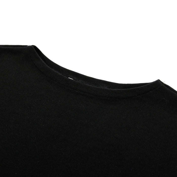 AURALEE LUSTER PLAITING BOAT NECK TEE BLACK