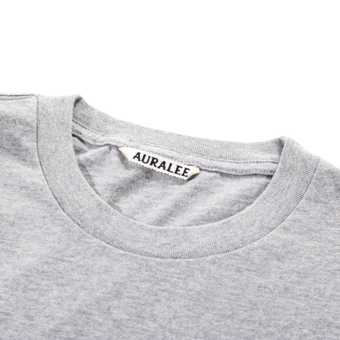 AURALEE SEAMLESS CREW NECK TEE TOP GRAY
