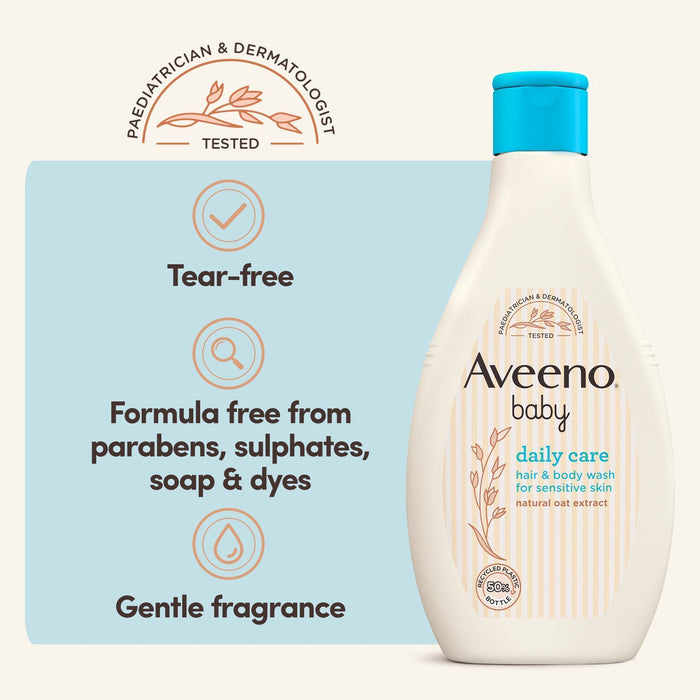 Aveeno Baby Daily Care Hair & Body Wash with Natural Oat Extract for Sensitive Skin, 250ml