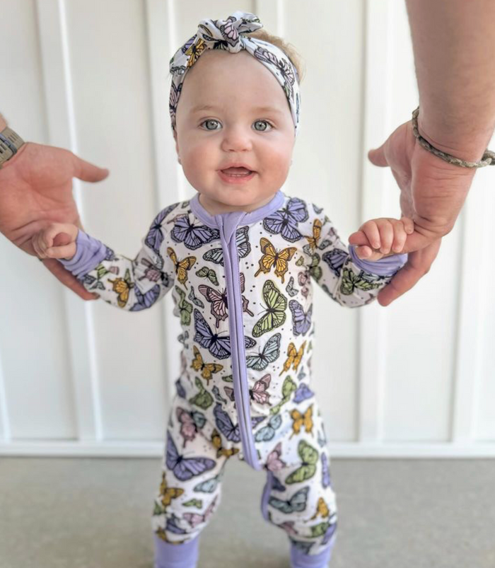 Bamboo Zip Romper - Butterfly