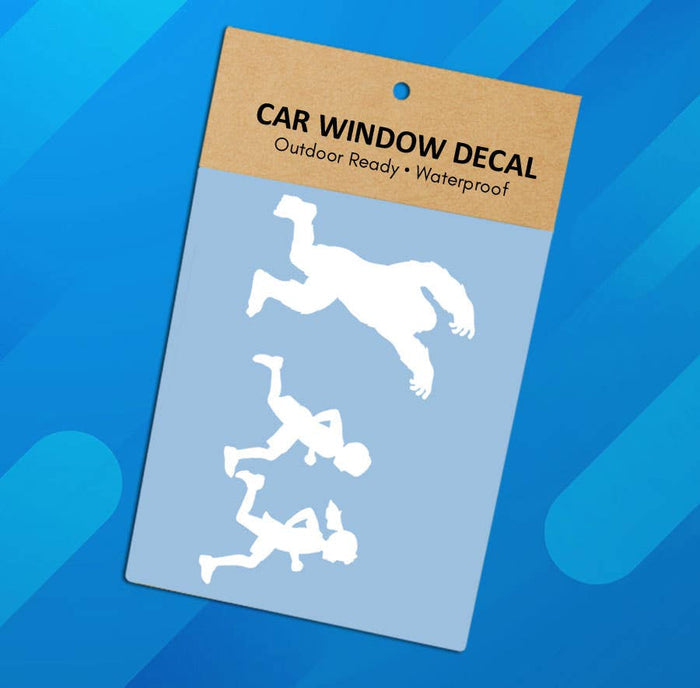 Bigfoot Chasing Kids White Vinyl Window Decal