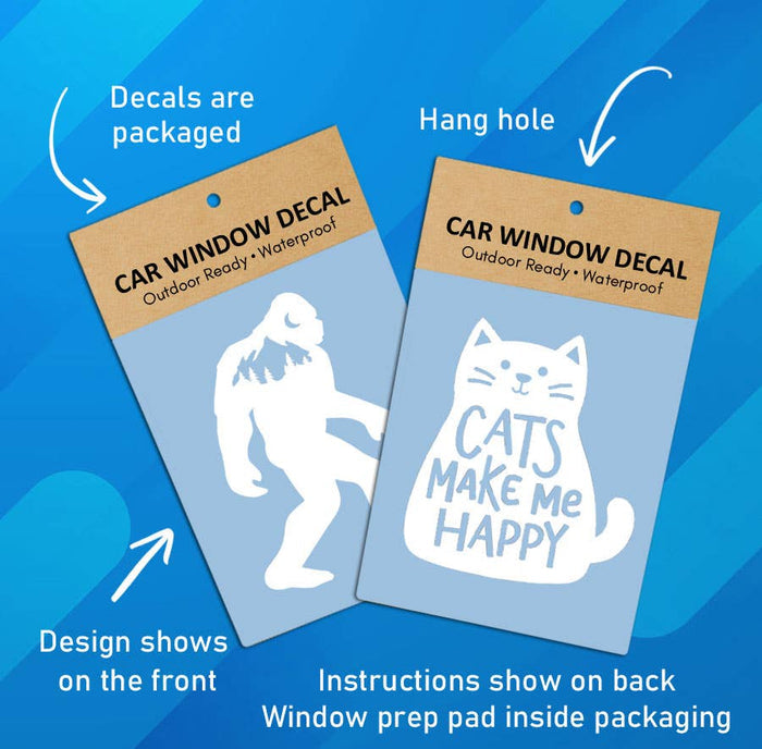 Bigfoot Chasing Kids White Vinyl Window Decal