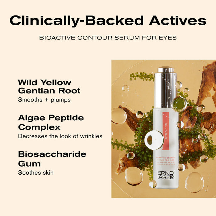 Clinically-Backed Actives
Bioactive Contour Serum for Eyes

Wild Yellow Gentian Root smooths + plumps
Algae Peptide Complex decreases the look of wrinkles
Biosaccharide Gum soothes skin