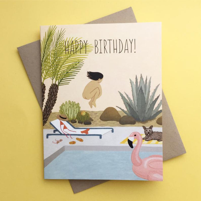 Birthday Suit Pool Party Card