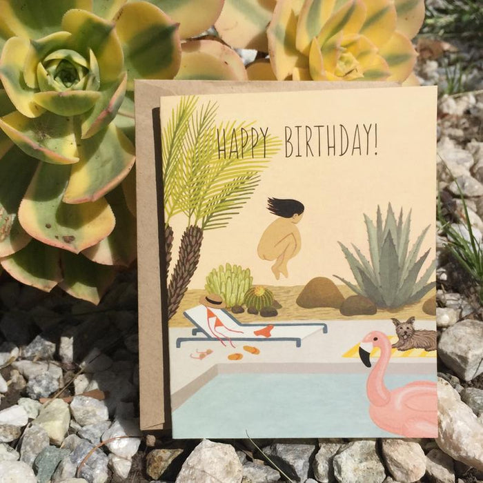 Birthday Suit Pool Party Card