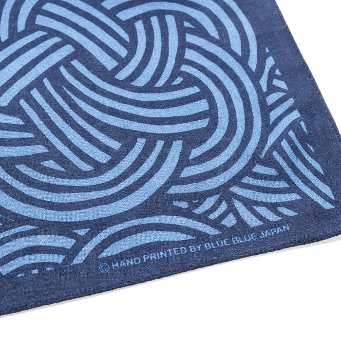 BLUE BLUE JAPAN MIZUHIKI PATTERENED BANDANA DARK NAVY