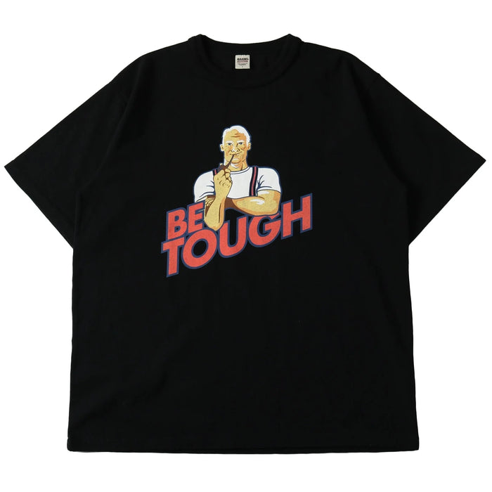 BR-25148 STANDARD 18/-OE Tough neck S/S Print T-shirt (BE TOUGH) - BLACK
