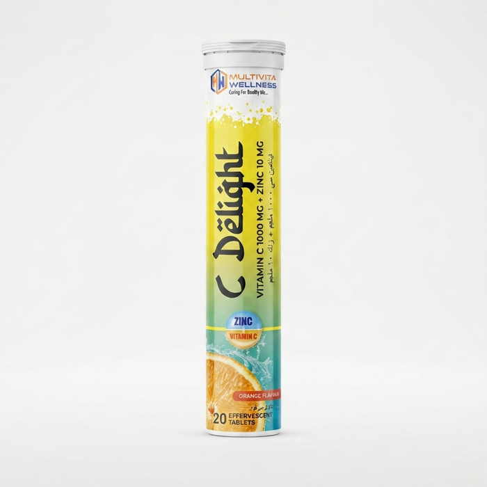 C Delight Vitamin C 1000mg + Zinc 10mg – Immune Boost Orange Flavour, Vitamin C