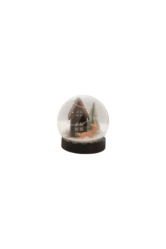 Creative-Co-op-Cabin-Scene-Glass-Snow-Globe