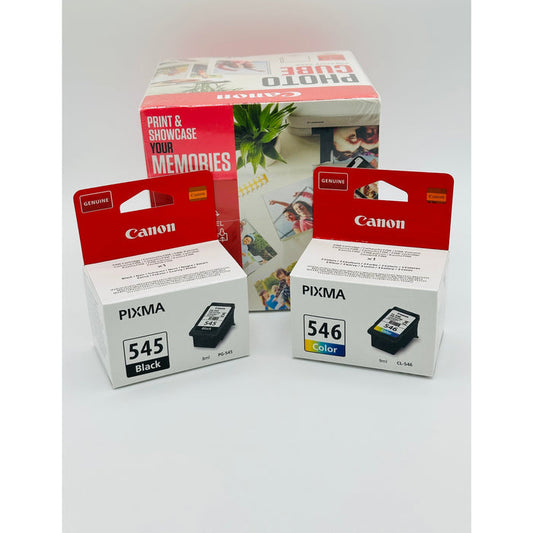 Canon PG-545 / CL-546 Ink Cartridges with Photocube Pink Bundle