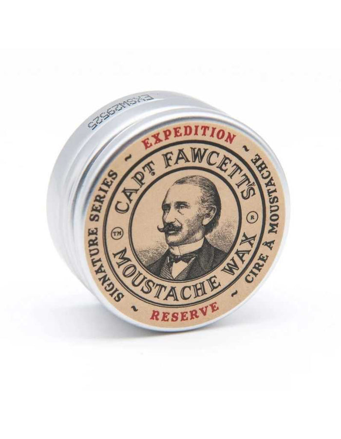 Captain Fawcett moustache wax tin with vintage label
