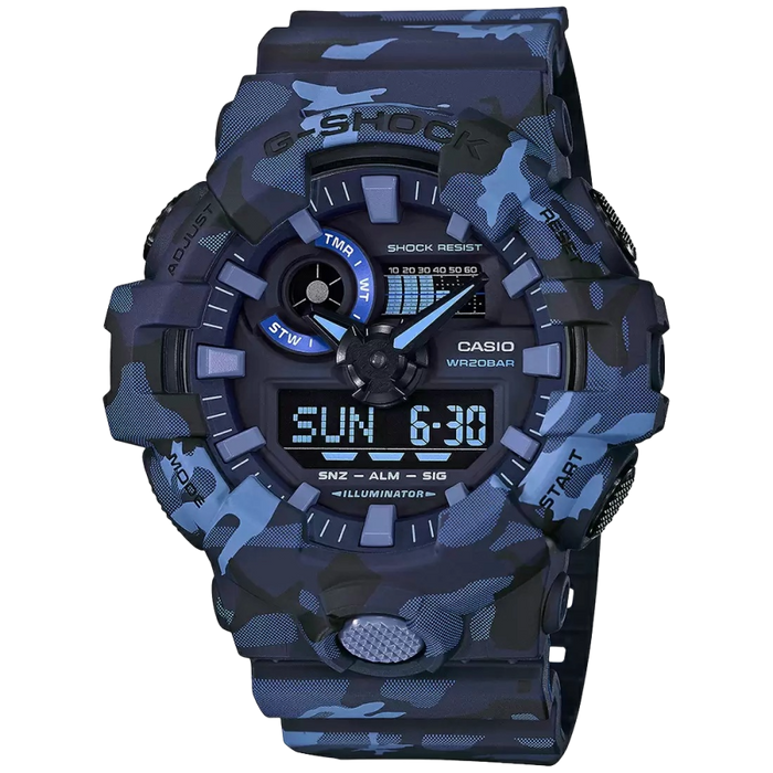 Casio G-Shock Blue Analog-Digital 1/100-second stopwatch, GA-700CM-2ADR-G823