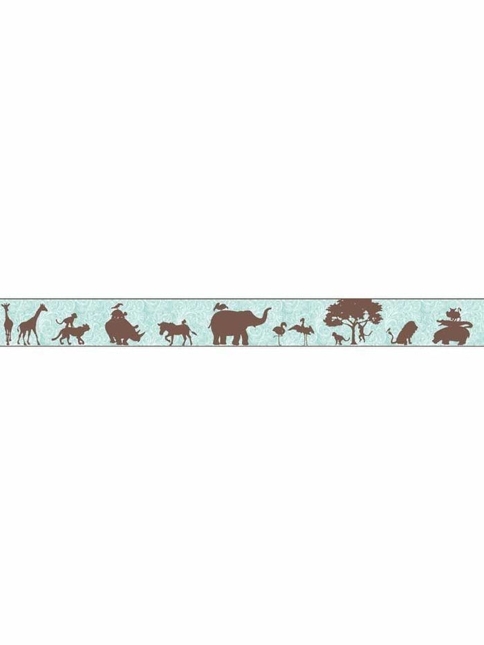 Chocolate Jungle Animal African Silhouettes Mural Wallpaper Border - all4wallswall-paper