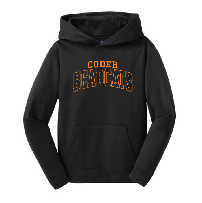 Coder Block Logo Moisture Management Hoodie - optional logo (Coder/Bearcat)
